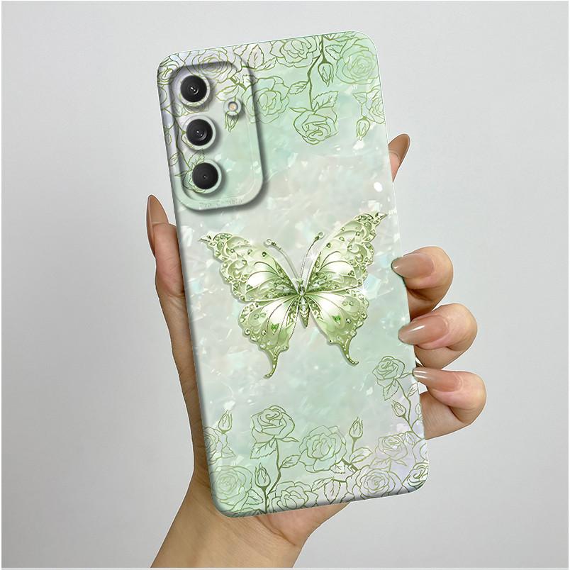 Phone Cover For Samsung Galaxy M35 5G Bumper Silicone Shockproof Pretty Butterfly Flowers Case Coque For Galaxy M 35 M55 Funda