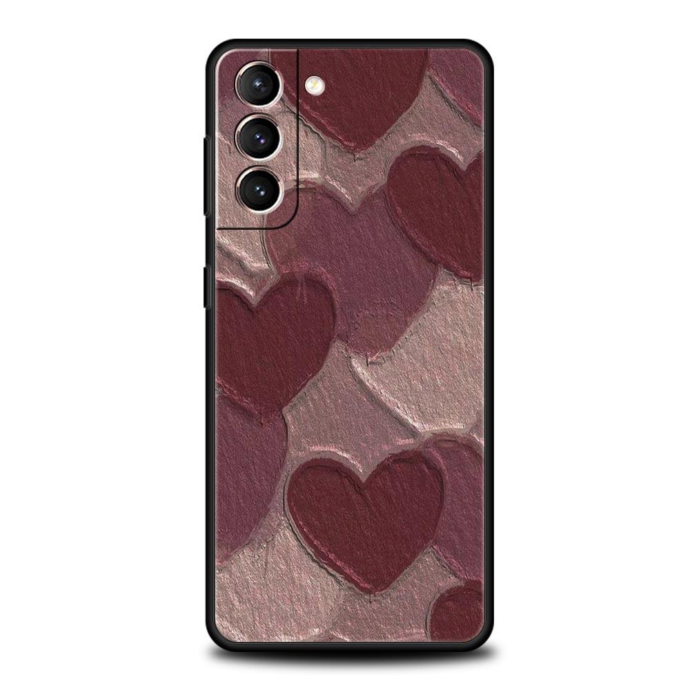 Love Flower Art Phone Case For Samsung Galaxy S24 S23 Ultra S22 S21 S20 FE 5G S10 S10E S9 Plus S8 Soft Silicone Black Cover