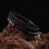 Leather Handwoven Bracelet, Genuine Leather Woven Multi-layer Men's Leather Bracelet, Retro Stainless Steel Leather Rope