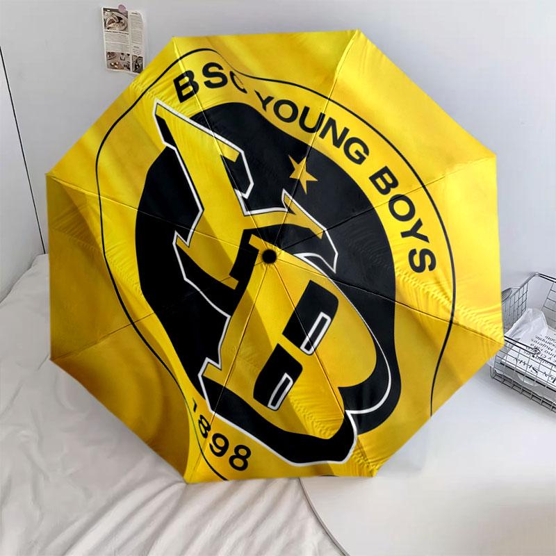 BSC Young Boys pattern, automatic folding umbrella, portable and foldable design, 8 ribs, a Christmas or birthday gift.