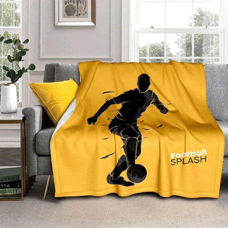 3d fotbal fotbal sportovní silueta vzor manta potah na rozkládací pohovku měkká deka kostkovaná měkká teplá flanel přehazovací deky ventilátory dárek
