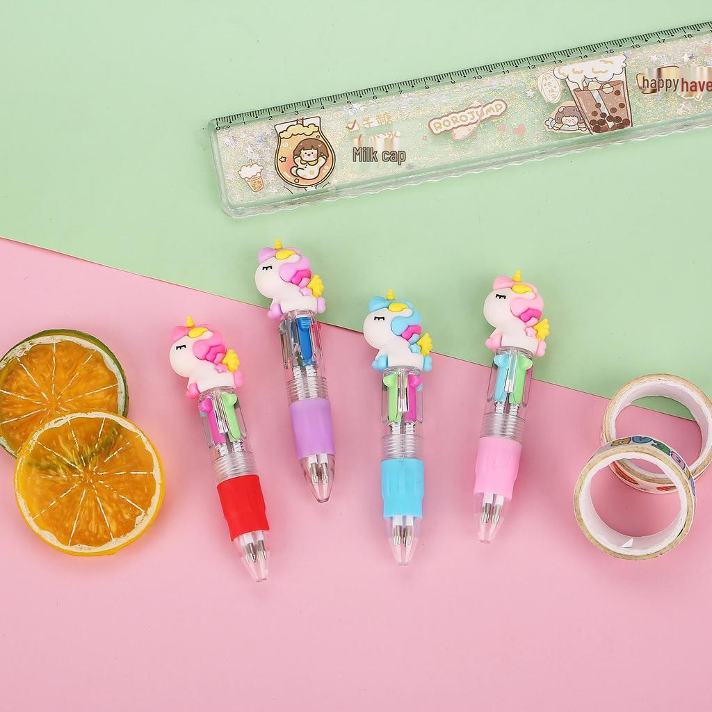 Korean Cute Animal Head 4-Color Click Ballpoint Pen