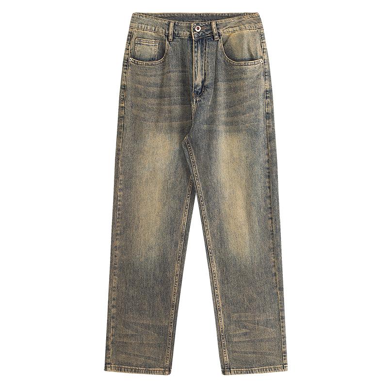 Autumn/Winter Men'S Wear | Washed Denim Jeans, Loose Straight Leg Pants, Autumn American Retro Wide Leg Pants, Casual Pants