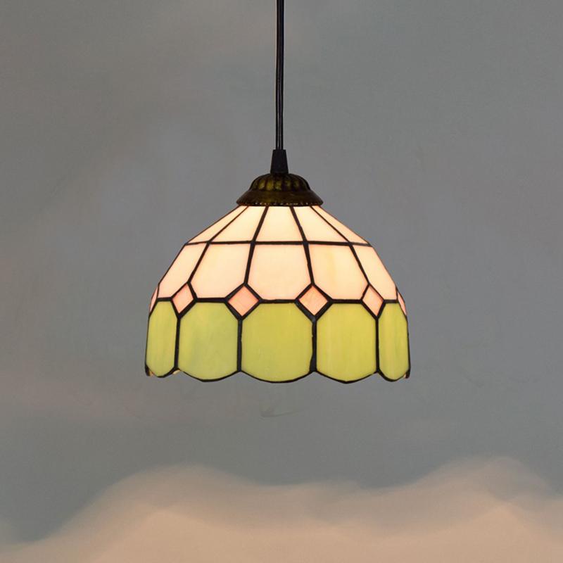 20cm/8“ European Stained Glass Pendant Lamp Dinning Room Chandeliers Hanging Light Bedroom Lighting Fixture Home Luminaria Decor