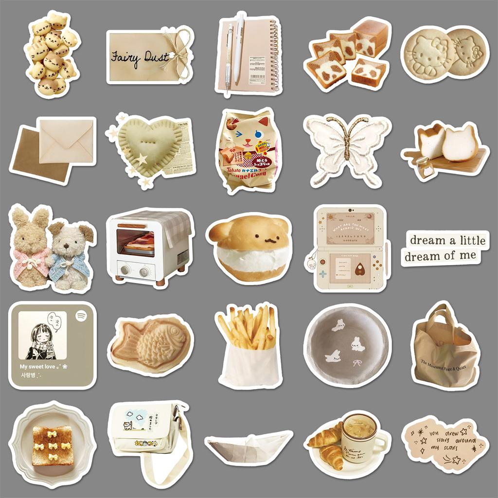 50 Oat Latte Ins Style Graffiti Stickers Korean Small Fresh Dessert Decorative Water Cup Mobile Phone Case DIY Stickers