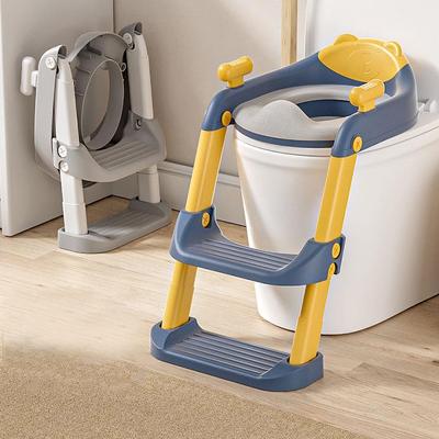 Siège de toilette pliant pour enfants avec marchepieds et coussin pour garçons et filles