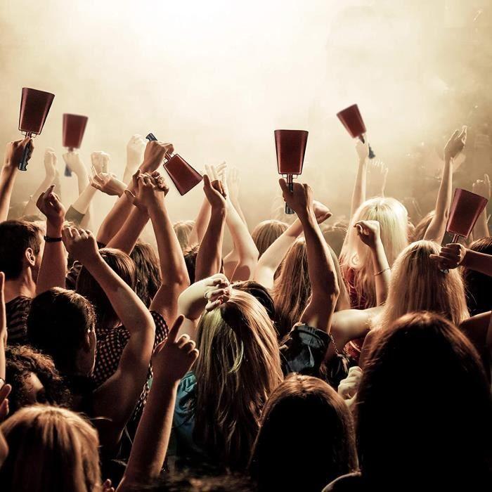 Cloche de table en acier 27,6 cm avec long manche en caoutchouc et gong cloche a vache pour evénements sportifs, supporters, mariage