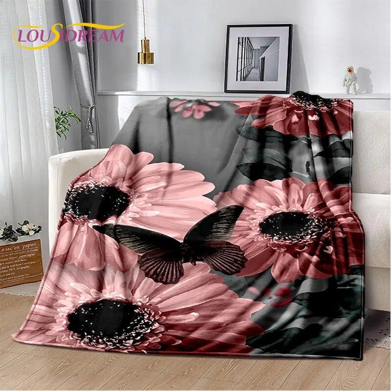 Nordic 3D Daisy Flower Soft Plush Blanket,Flannel Blanket Throw Blanket for Living Room Bedroom Bed Sofa Picnic Cover Bettdecke