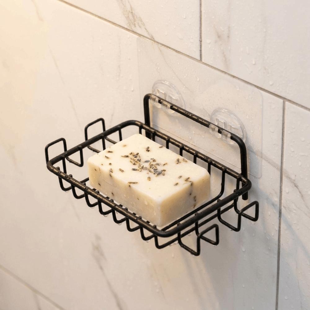 Hollowed-out Wall Mounted Soap Dish with Hooks Soap Holder Drain Rack Soap Rack  Kitchen