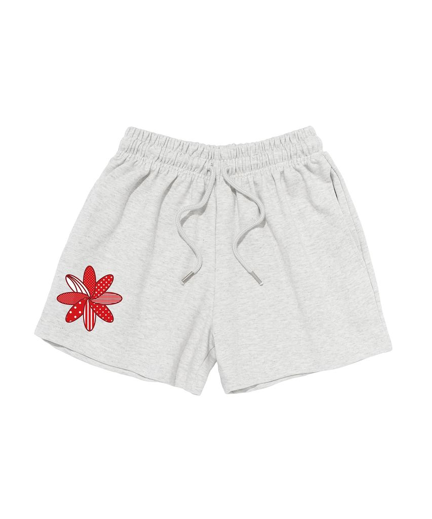 ROIDESROIS Flower Point Graphic Sweat Shorts (White)