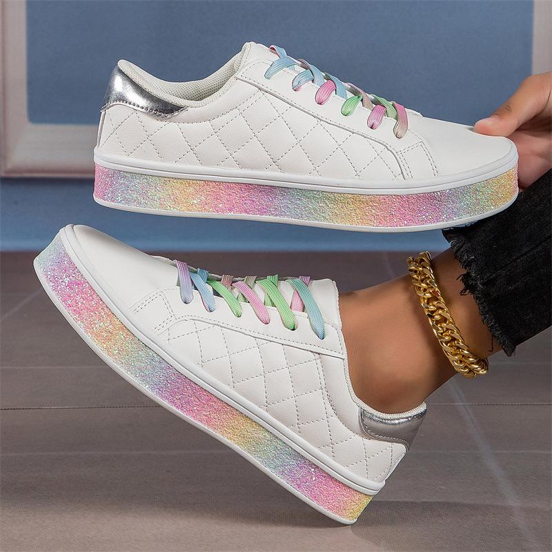 Fashion 2025 Women Sneakers Thick-soled Shoes  New Autumn Solid Color Lace Up Sport Shoes Outdoor Casual Women Sneakers Zapatos De Mujer