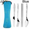 1 Set Portable Stainless Steel Printed Knife, Fork, Chopsticks and Spoon Set Flatware Set Student Portable Cutlery