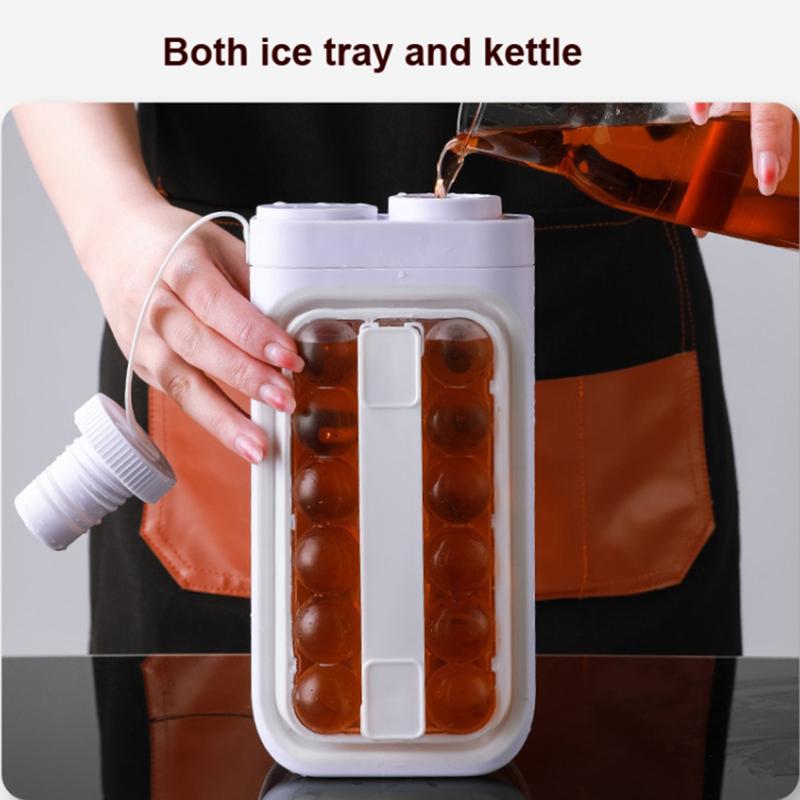 

2 in 1 Portable 17 Grids Ice Ball Maker Bottle Round Ice Mold Kettle (BPA Free,No FDA Certificate) Baby Blue