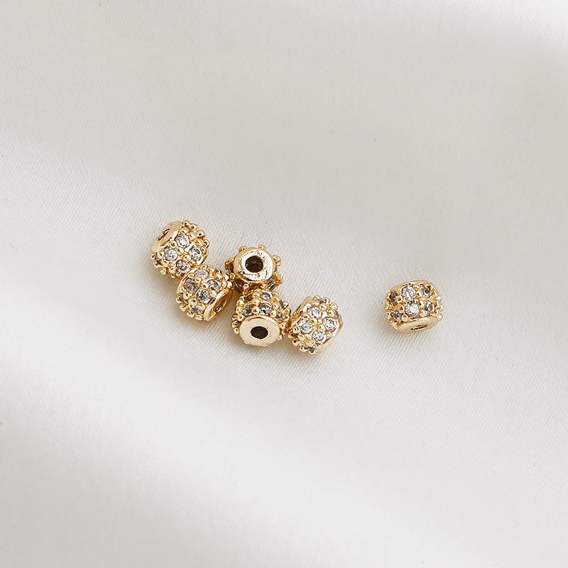 14K Gold Filled Zirkon Mini-Abstandshalterperlen für Armbänder & Halsketten, 4mm, DIY Schmuckzubehör