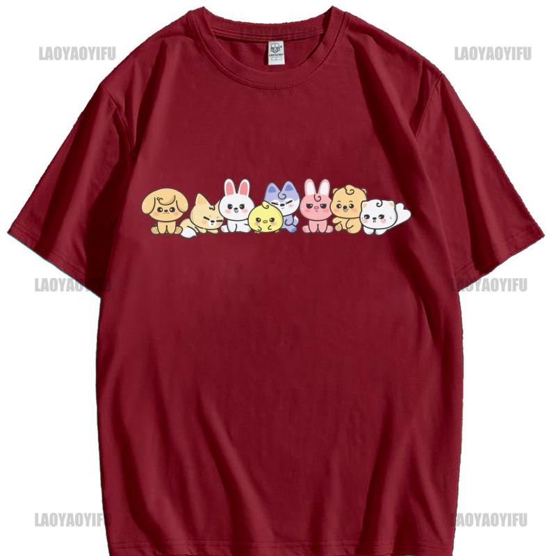 Unisex Retro Streuner Niedliche Kinder Hip Hop T-Shirt Unisex 100% Baumwolle Kurzarm Rundhals Streetwear Mode Kawaii