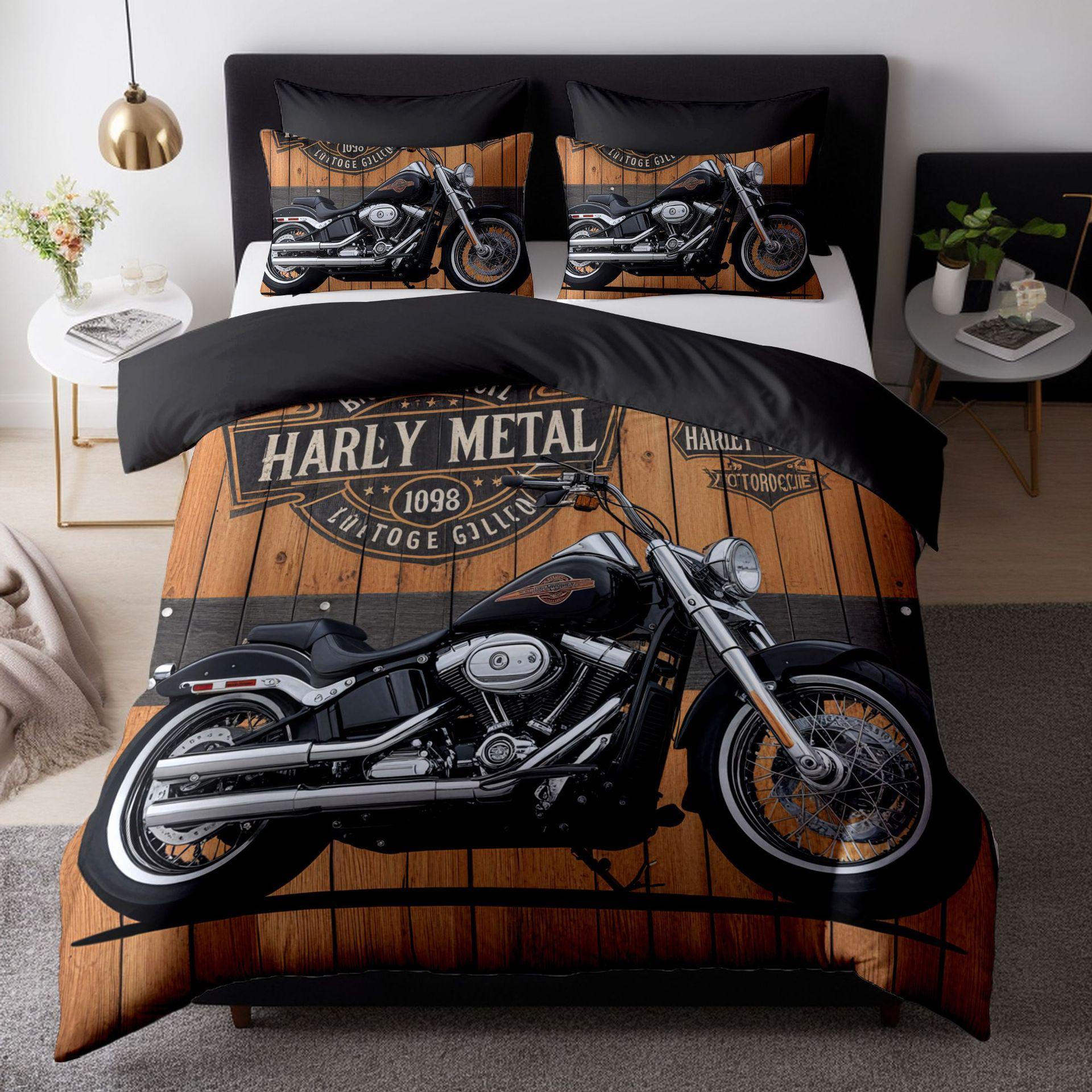 Three-Piece Set, Cool Locomotive Digital Printing 3D Quilt Cover, Bedding Home Textile Three-Piece Set 135 * 200cm 50 * 80cm * 1 two-piece set
