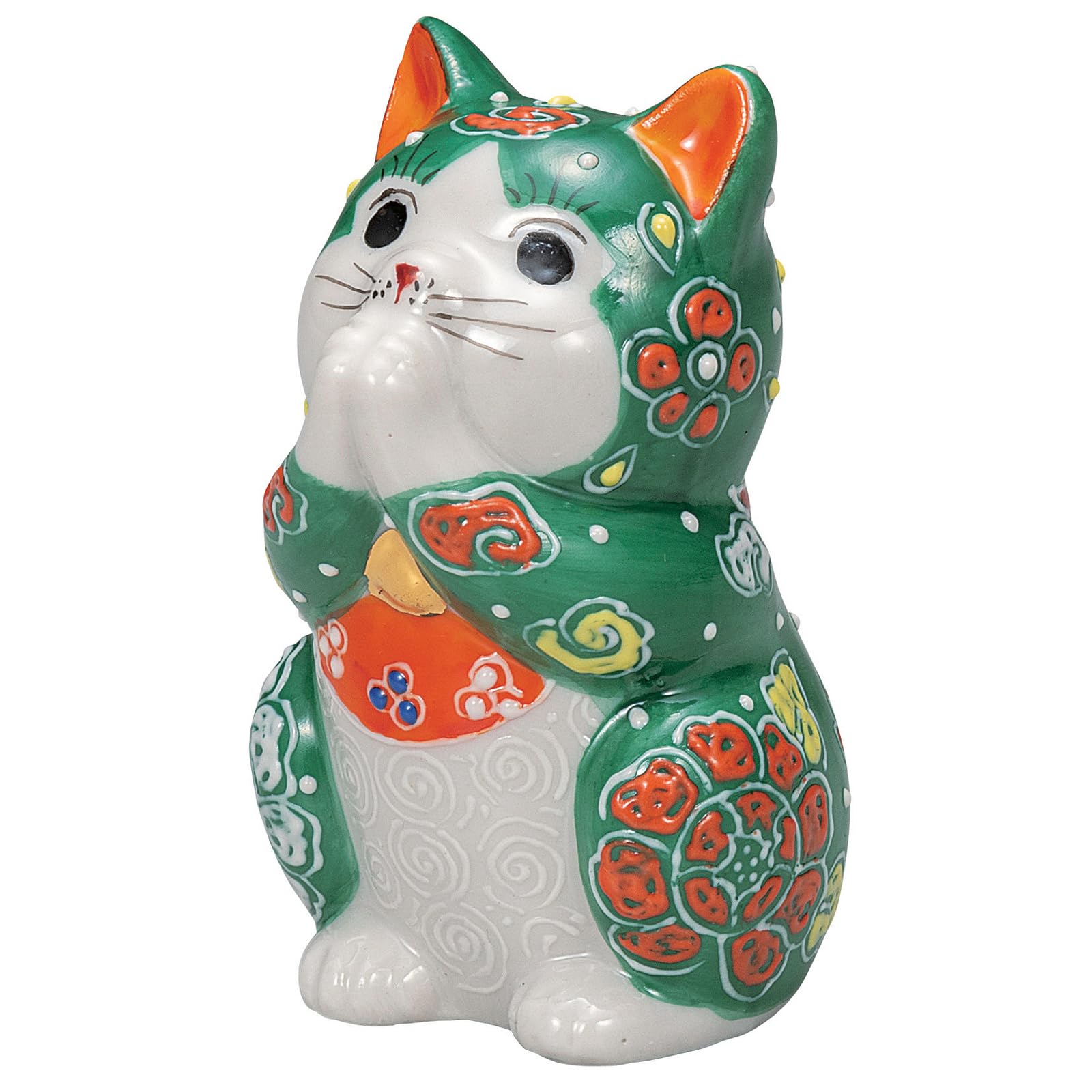 

Kutani Ware Good Approximately 8cm Size Maneki-neko Figurine, Fortune, Prayer, Tall, 2.7, Green, K9-1593 зелений
