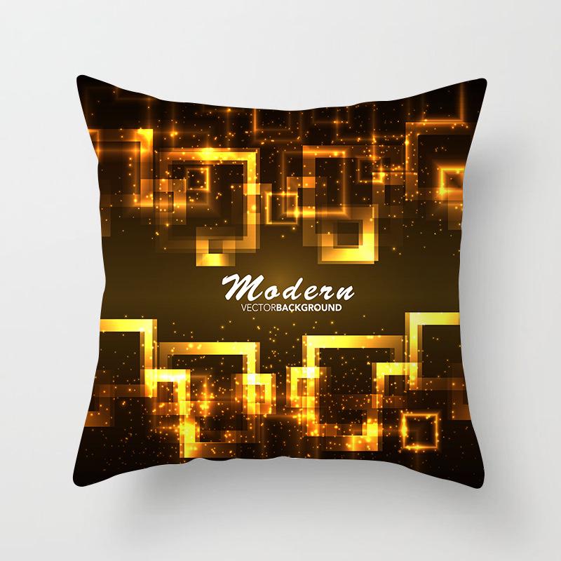 Home Products New Black Geometric Sofa Pillow Cushion Cover Digital Printing Office Cushion Cover