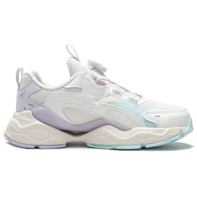 Anta Lifestyle Series Durable Breathable Low-Top Sports Casual Shoes Kids Sneakers White Purple Blue 322318809-5