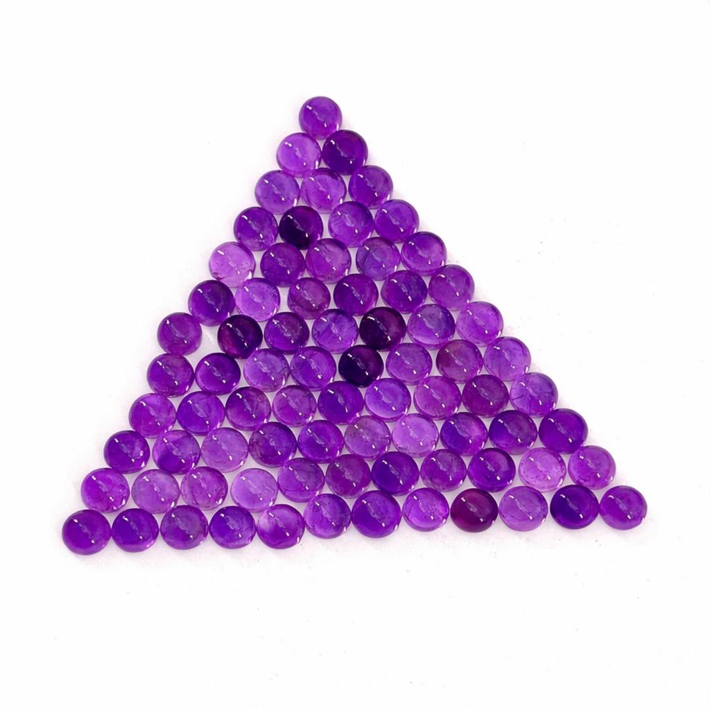 AAA Amethyst Cabochon 6mm Round Lot, Natural Purple Amethyst Gemstone, Calibrated Cabochons for Jewelry Making