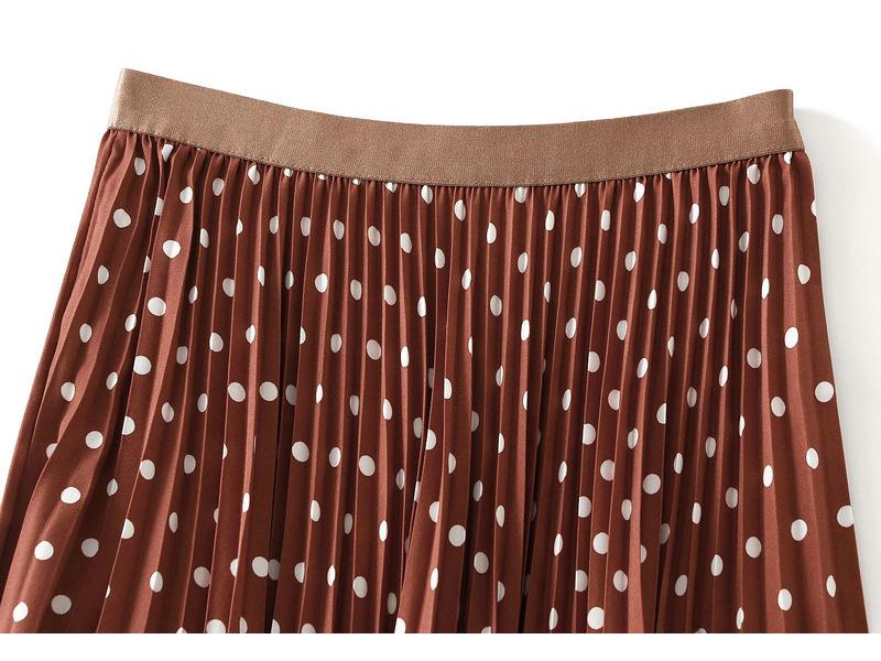 Elegant Polka Dot A-Line Pleated Skirt for Women - 2026 New Style, Casual & Slimming