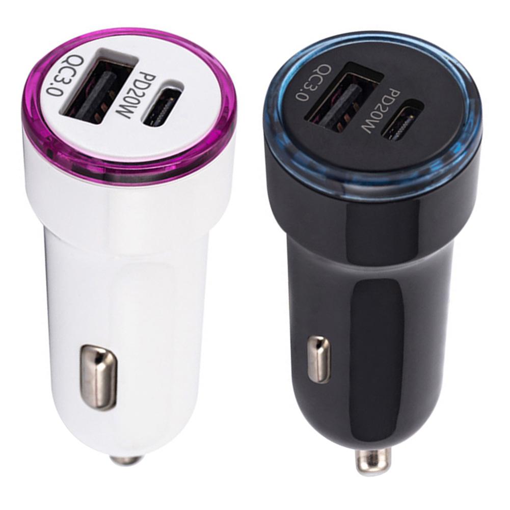 12-24V USB Type C Car Charger Universal 20W Fast Car Phone Charger Cigarette Lighter Adapter Socket for iPhone for Samsung