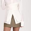 2025 European & Korean Elegant Pleated Waist-Cinched Long Sleeve Shirt