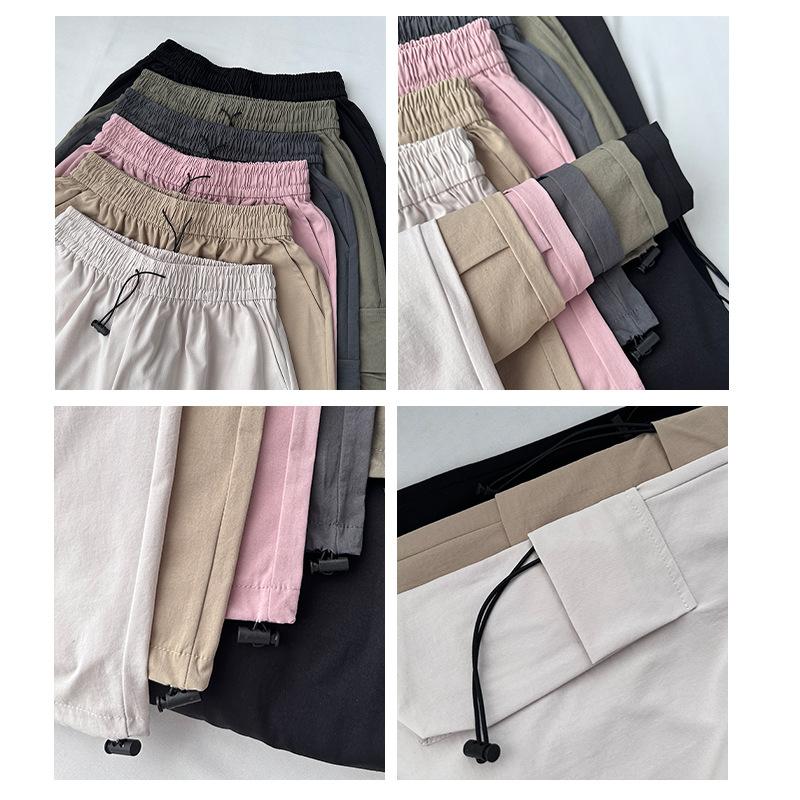 GMXIA Women's Fashion Casual Solid Color Print High Waist Pants & Capris