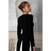 Fall Winter New European American Women's Clothing, Crew Neck Colorblock Long Sleeve High Waist Slim Elegant Vintage Evening Dress