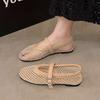 Mesh Shoes Women's Breathable Sandals Summer New French Temperament Flat Bottom Hollow Mary Jane Single Shoes