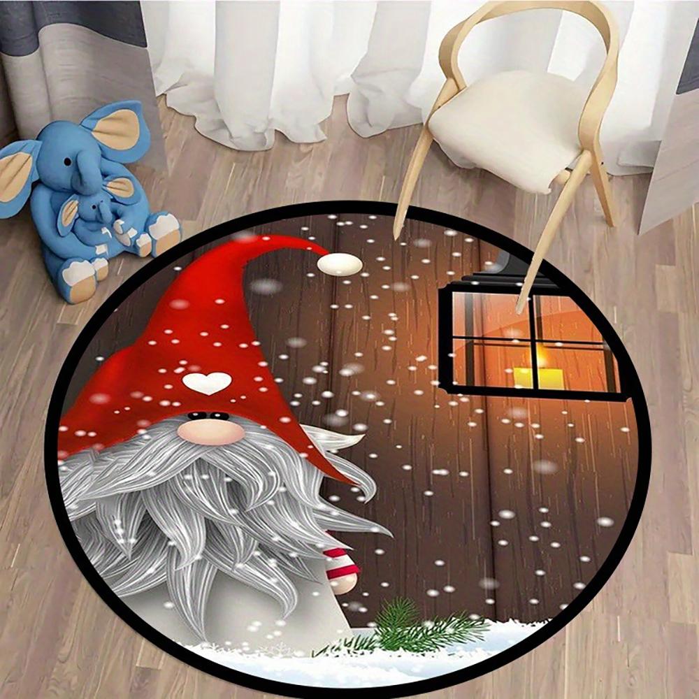 Christmas Round Rugs: Snowman, Santa,Tree & Gingerbread Delights for Festive Home Decor Room Floor Mats New Year Home Decoration