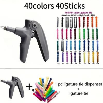 Kit Elastici per Apparecchi Ortodontici con Pistola Legatura, Elastici Ortodontici Colorati Assortiti per Denti