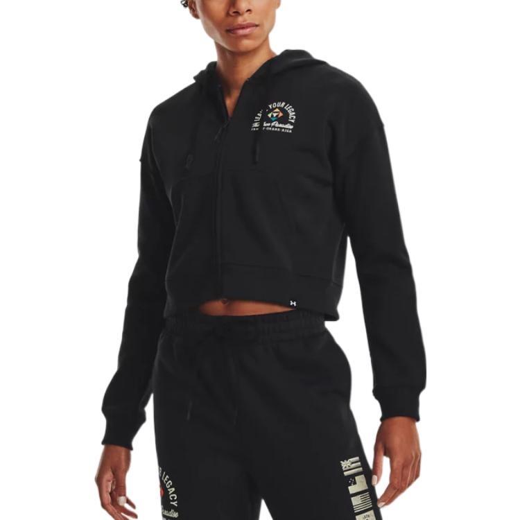 (WMNS) Under Armour Project Rock Heavyweight Terry Family Full-Zip Jacket 'Black' Women's 1379002-001