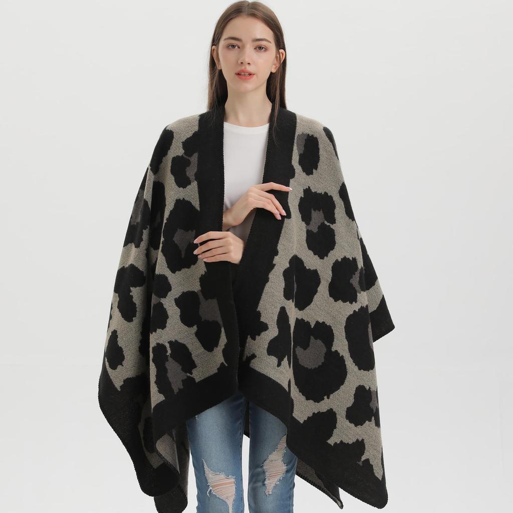 European & American Leopard Print Shawl: Autumn/Winter Imitation Cashmere Cape Scarf