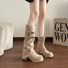 Retro Fashion Design Sense Removable Two-wear Thick Heel Boots Children's New Summer Stacking Boots Thick Heel