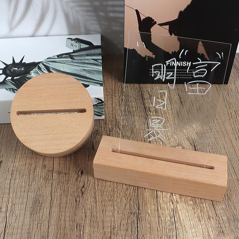 AAA Batteriebetriebener LED-Lichtständer mit Holzsockel für Acryl-Nachtlampe, Kunst, DIY-Holzlichtständer