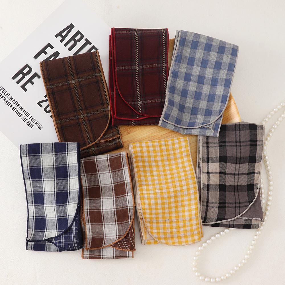 British Cotton Skinny Plaid Scarf Trendy Fashionableable Outfit Hairband Necktie Scarf Small Shawl Headscarf Neck Protection Scarf 11X120Cm