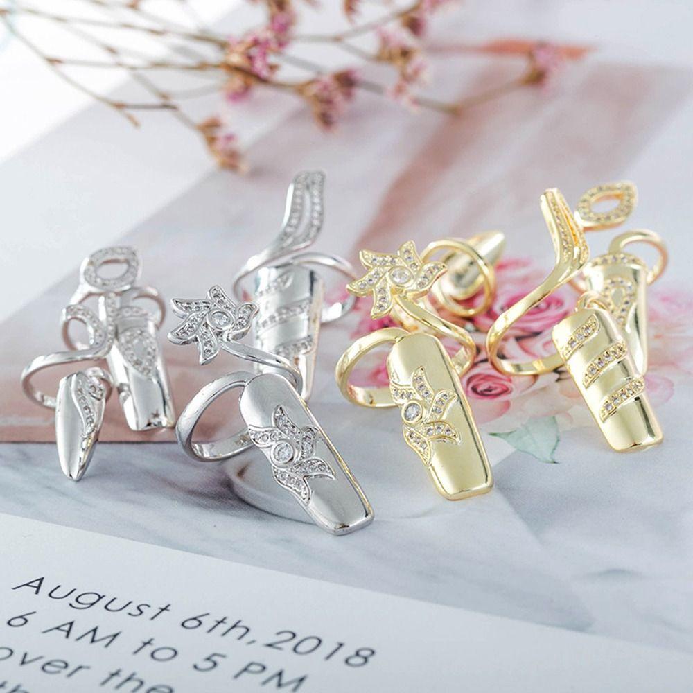 Zinc Zinc Alloy Opening Ring Charming Fingernail Protective Finger Ring Fashion Jewelry Women Nail Ring