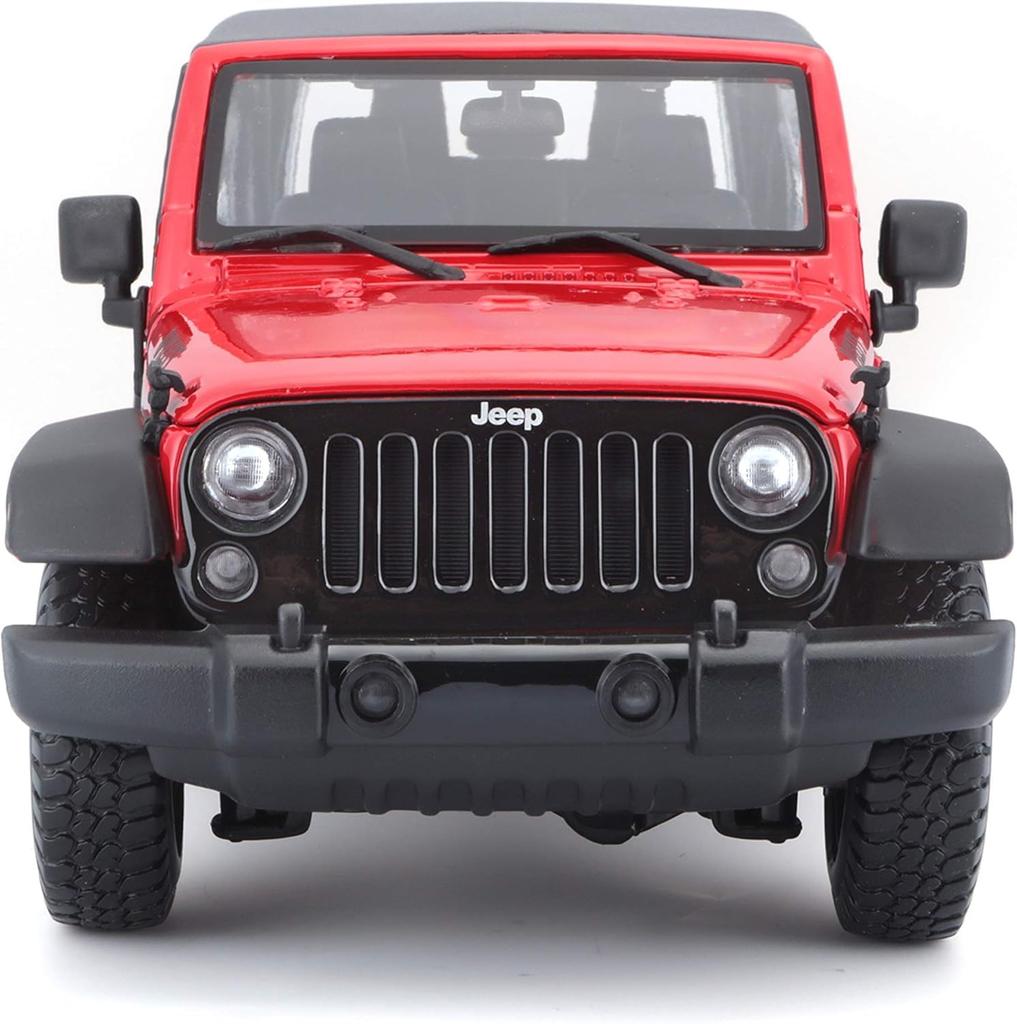 Maisto 2014 Jeep Wrangler Red 1/18 Scale Special Edition Model with Display Base, Opening Doors, Hood, and Rear Hatch, and Working Suspension