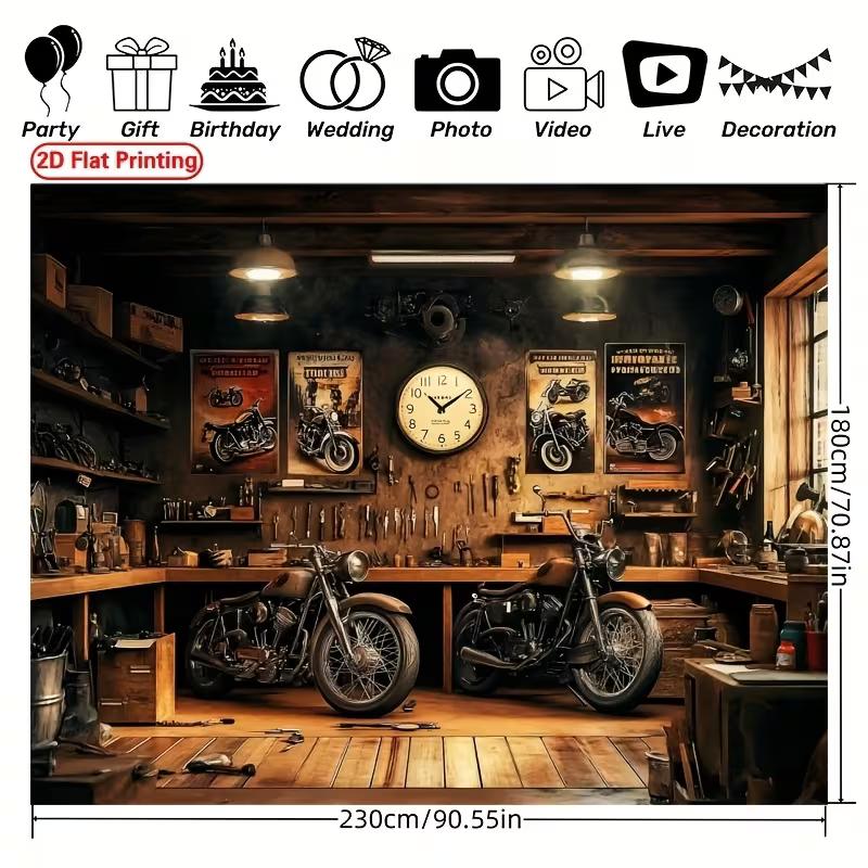 Vintage Motorcycle Tapestry for Man Cave & Biker Room Wall Decor