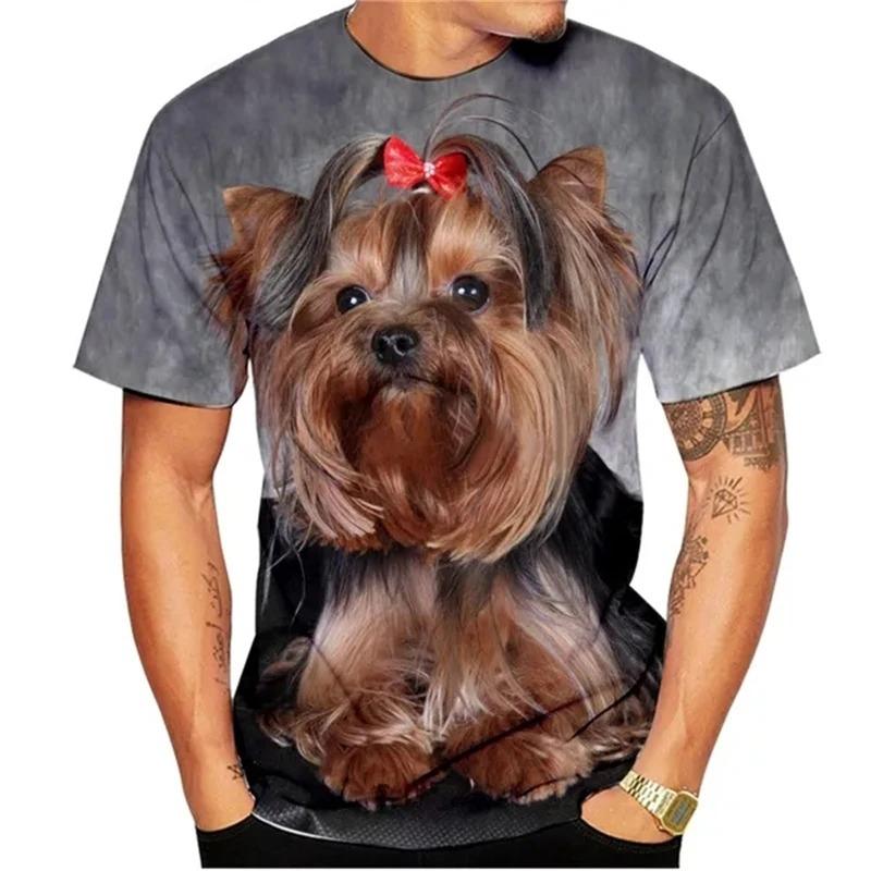 Yorkshire Terrier Pet Dog 3D Print T-Shirts Streetwear Men Women Fashion Short Sleeve O-Neck T Shirt Male Tees Tops Man Clothing