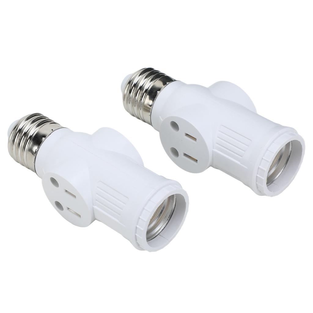 2 Stück 3-poliger Lampenfassungs-Adapterstecker Weiß E26 Glühbirne Steckdosenadapter Konverter