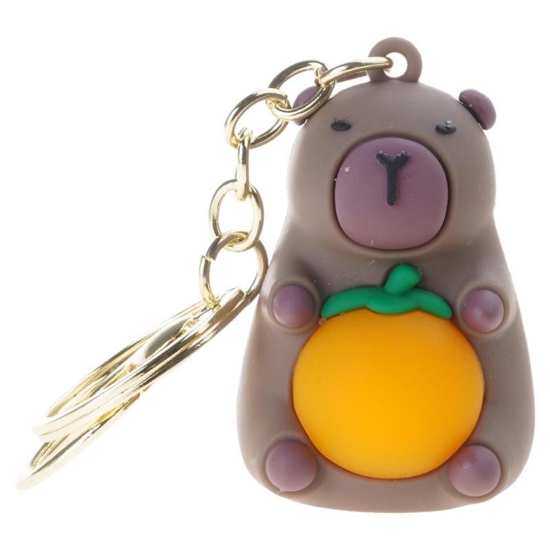 Practical Capybara Keychain Charm Portable Orange Light Capybara Keychain Delicate Key Rings Adornment for Key Bag