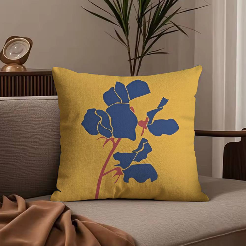 Colorful Flower Illustration Print Pillow Case Anti-dustmite Pillowcase Invisible zipper silky short plush Sofa cushion cover