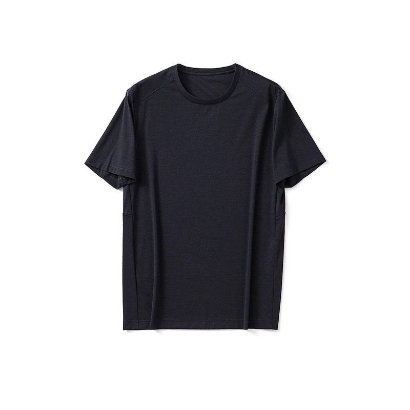 Niaojia Ice Silk Mulberry Silk Tencel Lyocell Mask Short Sleeve T-Shirt Men s Summer Clothes Export Men s T-shirt Light Charcoal Black 115