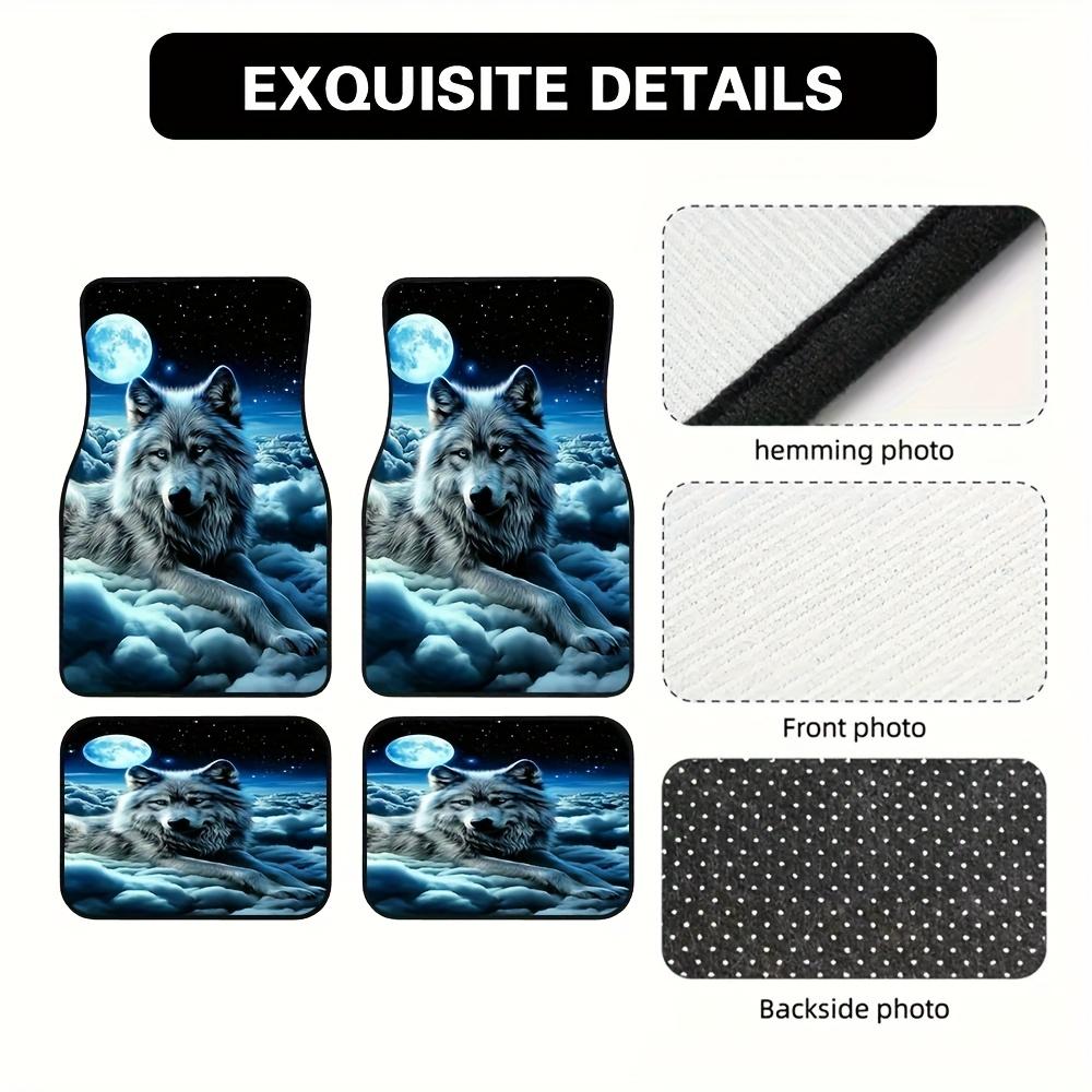 4pcs Car Floor Mats Suitable For Suvs Or Pickup Trucks, Presenting Wolf Moon Clouds Design Along With Thoughtful Present Opportunities