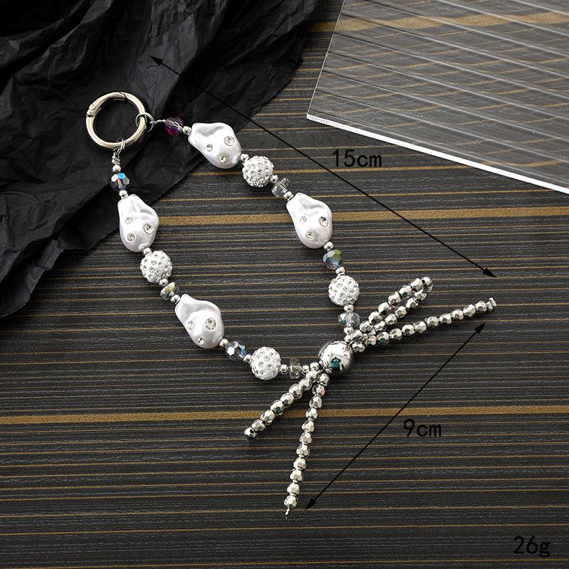 New Pearl Bow Beaded Pendant Phone Case Charm Wrist Strap Lanyard