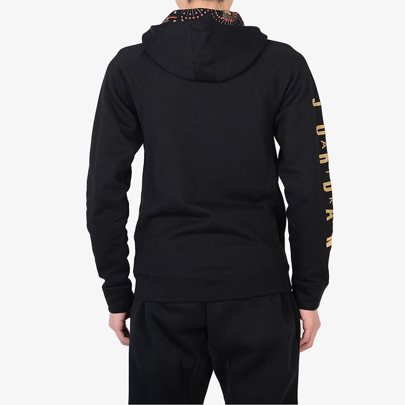 Chaqueta Casual con Capucha y Cremallera Air Jordan Año Nuevo Chino Fuegos Artificiales Hombre Ropa Exterior Negro AO1922-010