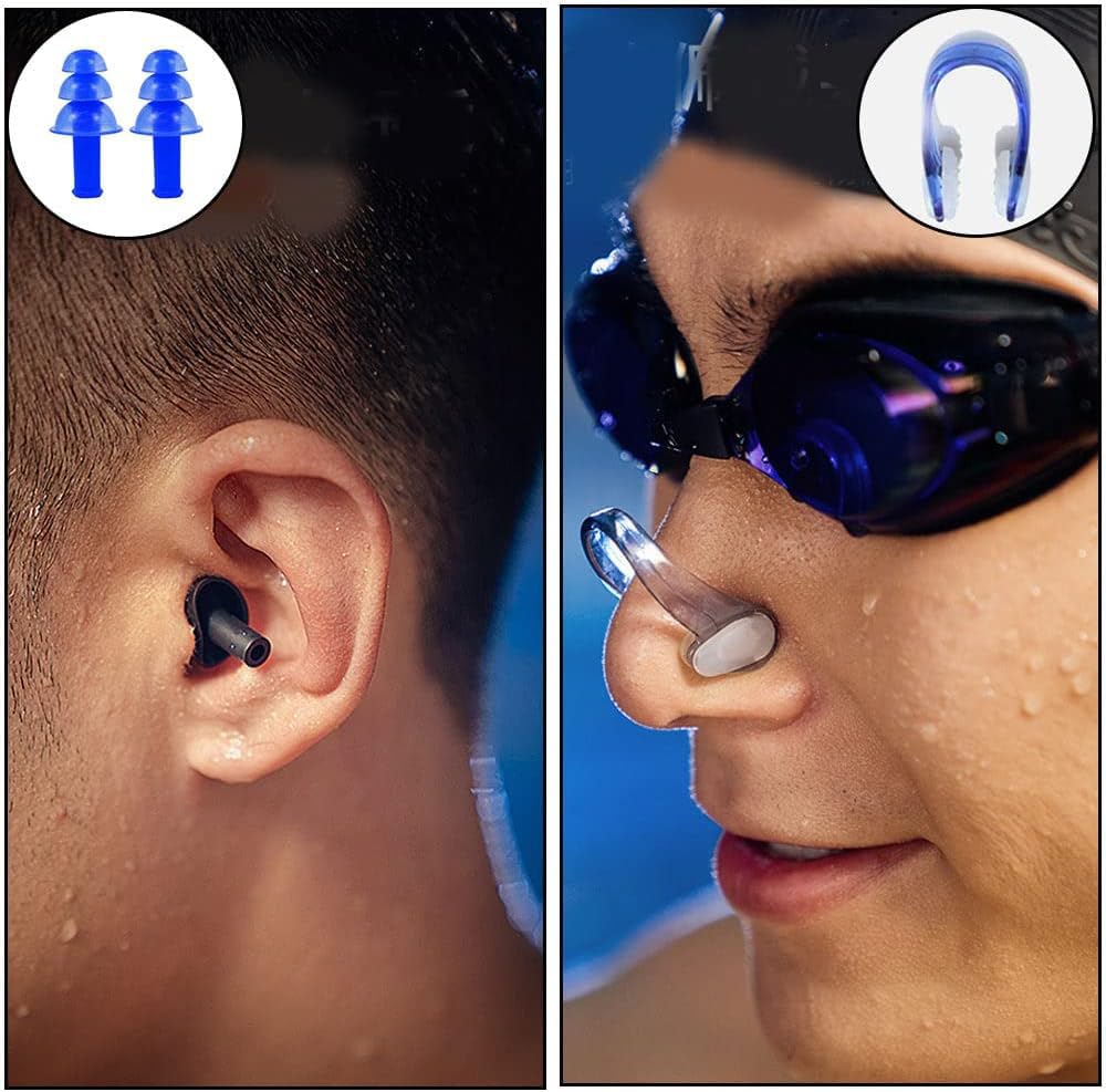 Pinza para la nariz, Tapón para la nariz, Natación, Tapón para el oído, Juego de 2,