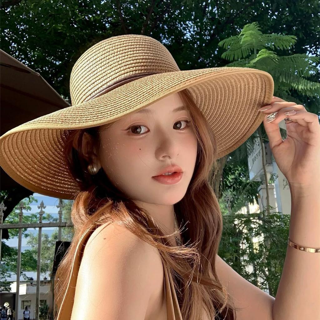 French Big Brim Straw Hat Women's Spring 2026 New Holiday Style Seaside Sun Hat Foldable Sun Hat Tide